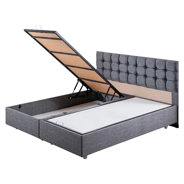 Venedik Ikili Set Çift Kişilik Baza Başlık - Gri - 180 X 200 Cm - Görsel 4