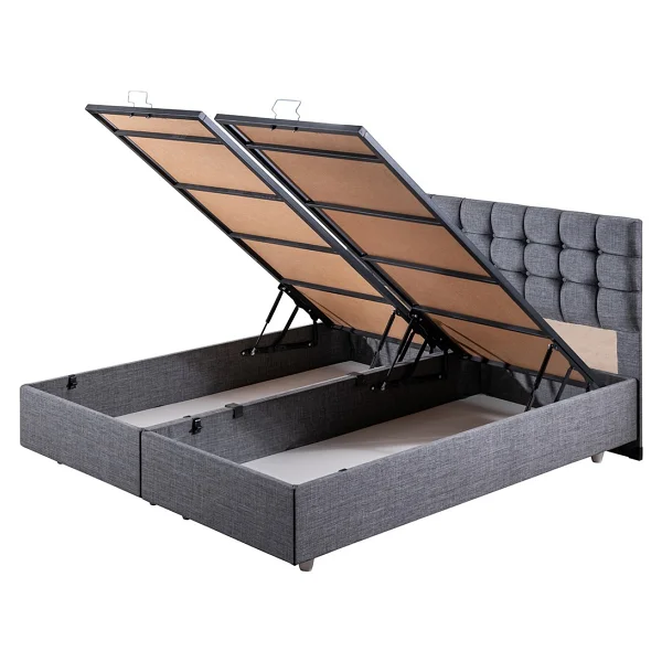 Venedik Ikili Set Çift Kişilik Baza Başlık - Gri - 180 X 200 Cm - Görsel 5