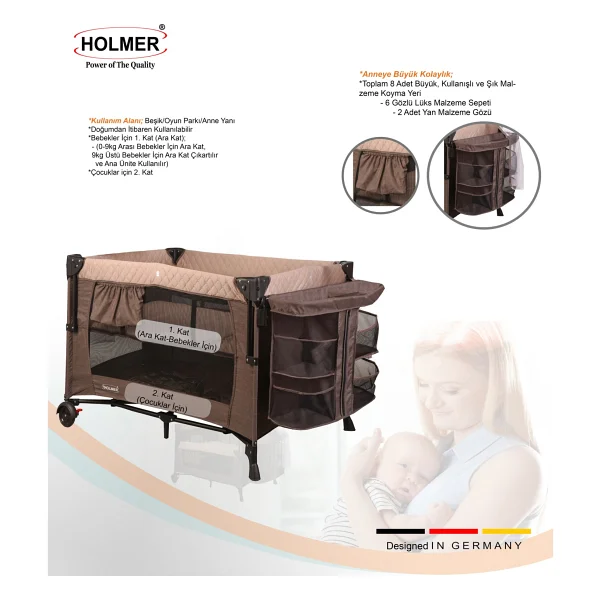 Holmer Coolstyle (Anne Yanı/Park Yatak) Multi Pro Oyun Parkı/Anne Yanı/Beşik Gri - Görsel 3