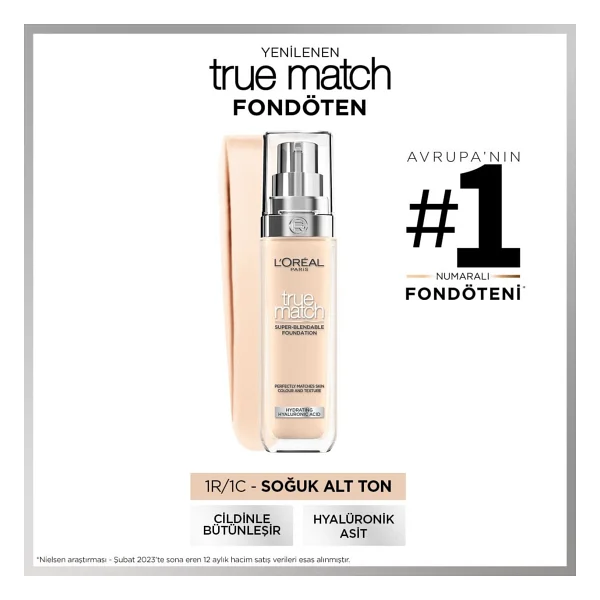 L'oreal Paris True Match Bakım Yapan 1n Ivory 30 Ml Likit Fondöten - Görsel 10