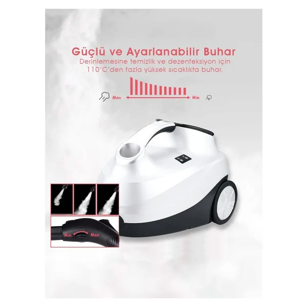 Pirantech Cb-107c 2000 W Beyaz Buharlı Temizleyici - Görsel 4