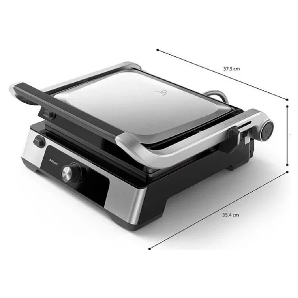 Philips 5000 Serisi Tost Ve Izgara Makinesi - 2000 W, Paslanmaz Çelik, Çıkarılabilir Döküm Plaka, 5 Kademeli Isı Ayarı - Gri - Görsel 4