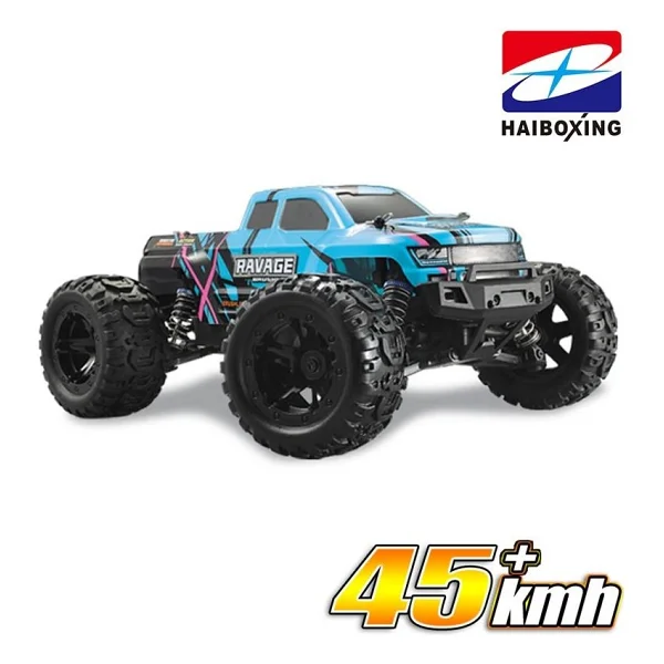 Haiboxing RC 1/16 Ravage 45+ KM/H Sürat Uzaktan Kumandalı RC Model Araba RTR Elektrikli 4WD Brushless Fırçasız Offroad Truck mavi - Görsel 5