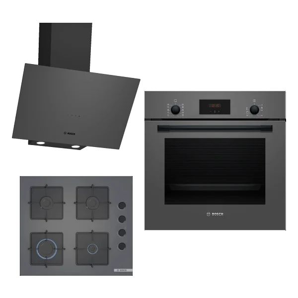 Bosch Set 312 3'lü Gri Ankastre Set Hbf512bh1t + Pop6c9p30o + Dwk64pj70t - Görsel 5