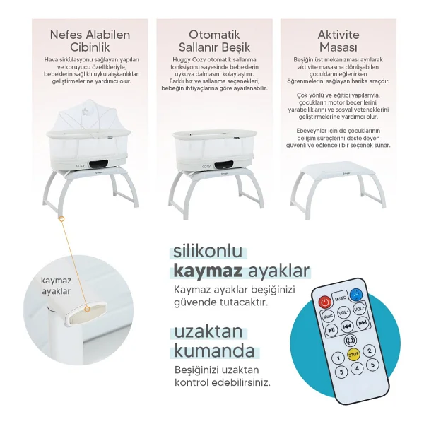Huggy Cozy 4 İn 1 Otomatik Sallanabilir Beşik - Görsel 10