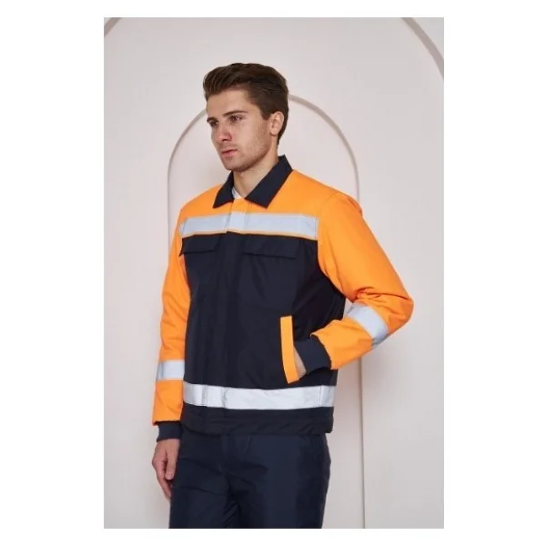 Orange Safety Turuncu Robalı Lacivert Soğuk Hava Mont Pantolon Takımı Su Ve Rüzgar Iticili Lacivert - Görsel 2