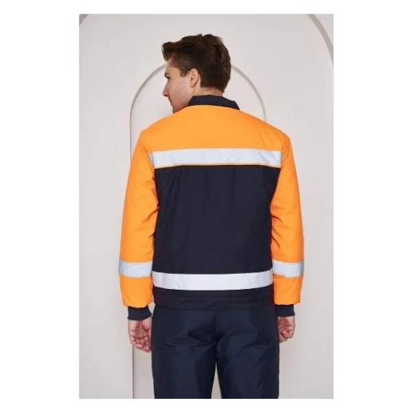 Orange Safety Turuncu Robalı Lacivert Soğuk Hava Mont Pantolon Takımı Su Ve Rüzgar Iticili Lacivert - Görsel 4