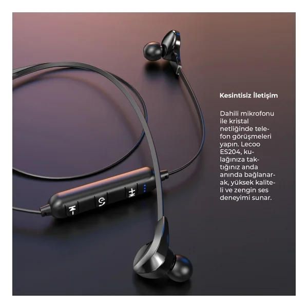 Lenovo Lecoo Es204 Boyun Bantlı Kulak İçi Bluetooth Kulaklık - Görsel 5