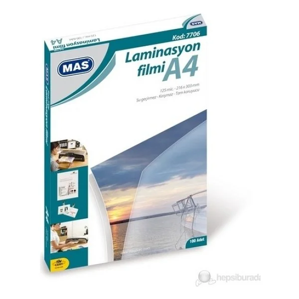 Mas 7707 A3 125 Micron 100'lü Laminasyon Filmi - Görsel 5