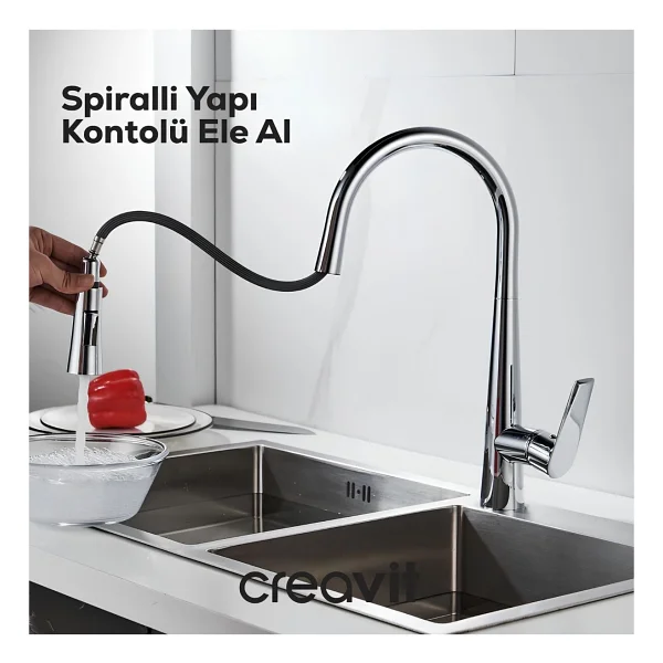Creavit Mf8858 Spiralli Krom Mutfak Bataryası - Görsel 8