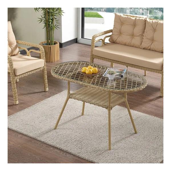 Evdemo Rio 2+1+1+Camlı Masa Cappuccino Bahçe & Balkon Takımı - Görsel 4