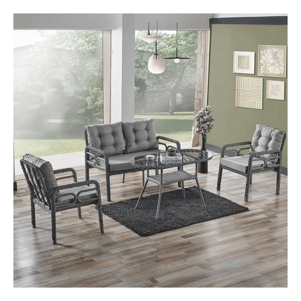 Evdemo Rio 2+1+1+Camlı Masa Cappuccino Bahçe & Balkon Takımı - Görsel 8