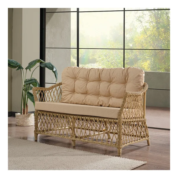 Evdemo Icon Rattan 2+1+1+Camlı Masa Cappuccino Bahçe Balkon Takımı - Görsel 2