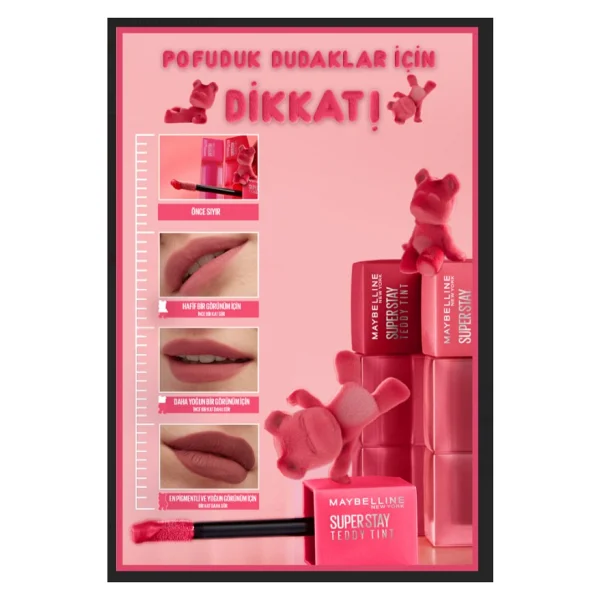 Maybelline New York Super Stay Teddy Tint Mat 40 Petalcore Likit Ruj - Görsel 5