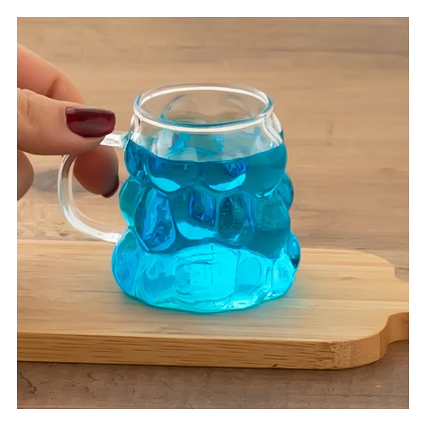 Porsima 153 Isıya Dayanıklı Borosilikat Boncuk Şekilli Cam Bardak Kahve Ve Sunum Bardağı Üzüm Bardak 3 Parça 90ml - Görsel 2