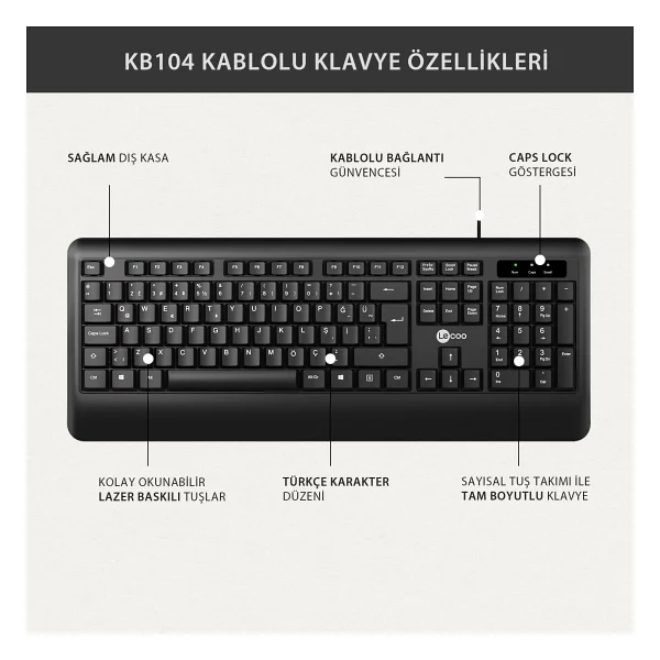 Lenovo Lecoo KB104 Q Kablolu Klavye - Görsel 3
