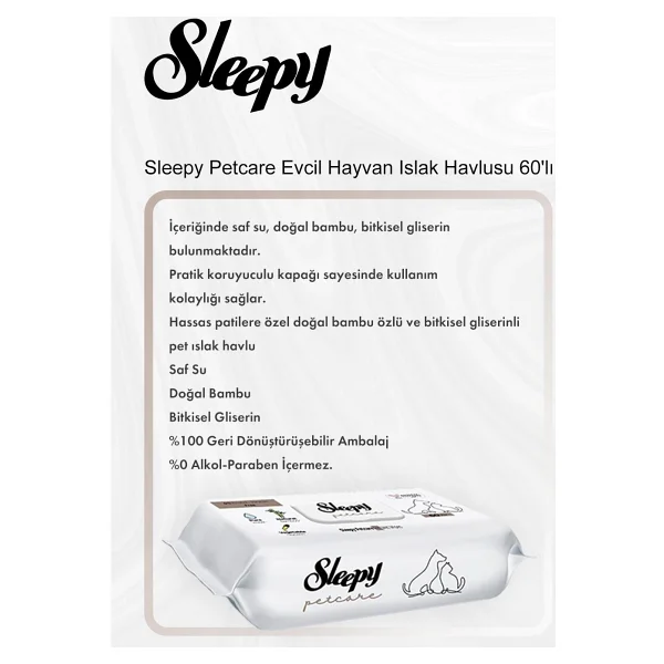 Sleepy Petcare Evcil Hayvan Islak Havlusu 60'lı 5 Al 4 Öde Ve Rosie Pamuk - Görsel 2