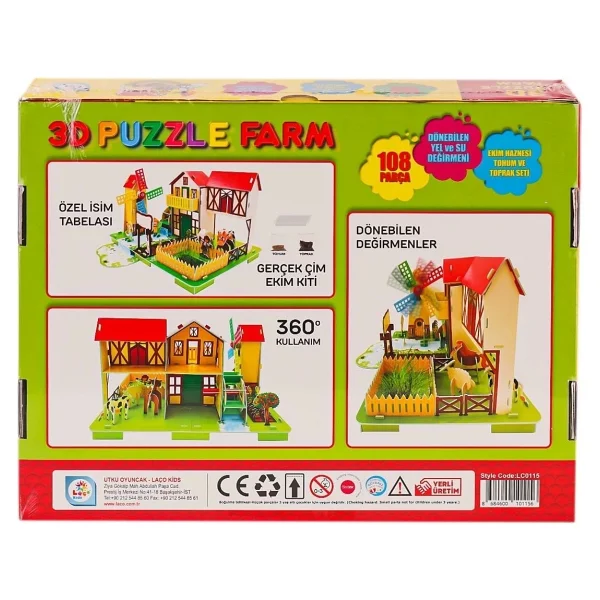 Lc0115 3d Boyutlu Çiftlik Puzzle -Laçokids - Görsel 2