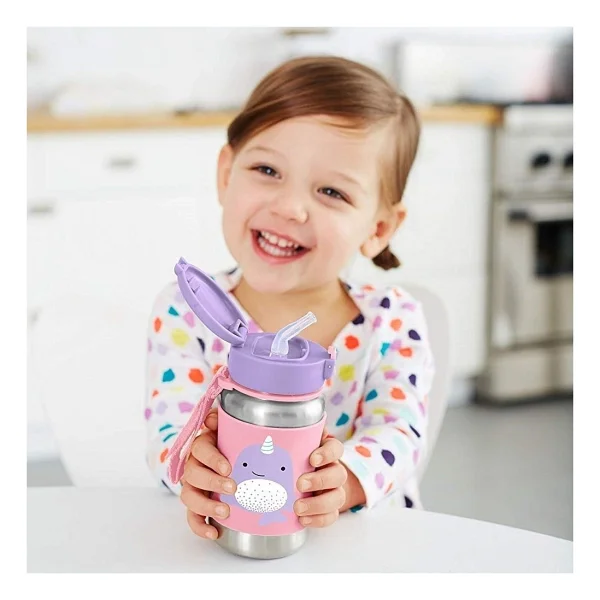 Skip Hop Zoo Narwhal 350 Ml Pipetli Paslanmaz Çelik Suluk - Görsel 6