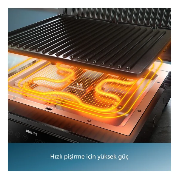 Philips 7000 Serisi Izgara Ve Tost Makinesi - Sıcaklık Sensörü Ve 8 Ön Ayarlı Programlar İle Geniş Yüzeye Sahip Izgara, Dijital Sıcaklık Kontrolü, Kolay Temizlenebilir - Görsel 2