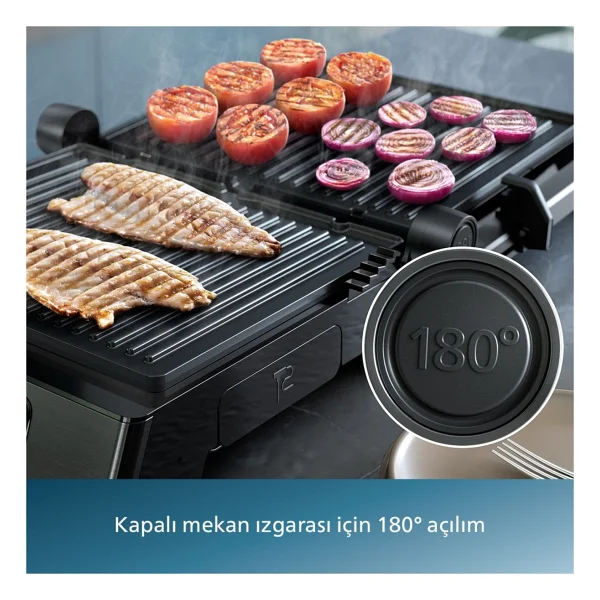 Philips 7000 Serisi Izgara Ve Tost Makinesi - Sıcaklık Sensörü Ve 8 Ön Ayarlı Programlar İle Geniş Yüzeye Sahip Izgara, Dijital Sıcaklık Kontrolü, Kolay Temizlenebilir - Görsel 5