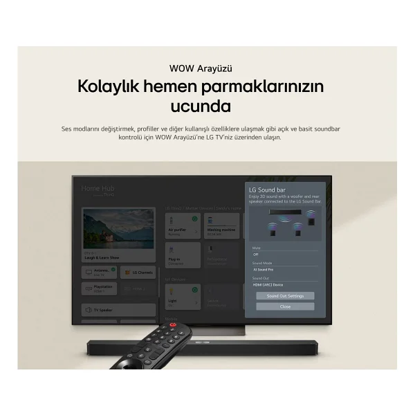 Lg 300w 2.1 Adaptive Ve Yapay Zeka Destekli Ses, Derin Bas, Oyun Modu, 40 Inç Ve Üzeri TV Uyumlu Monte Edilebilir Soundbar - Görsel 4