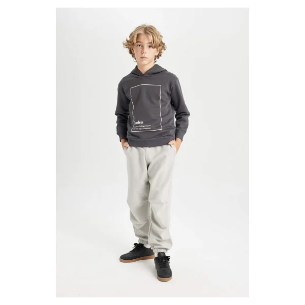 Defacto Erkek Çocuk Antrasit Kapüşonlu Baskılı Sweatshirt D3095a824au - Görsel 5