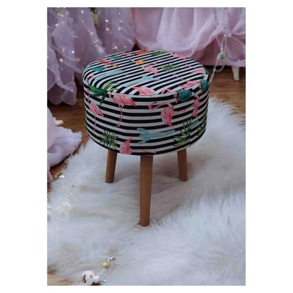 Beylerbeyi Coco Puf, Peluş,3 Ayak, Siyah,Oturma Odası, Makyaj Masası Puf - Görsel 8