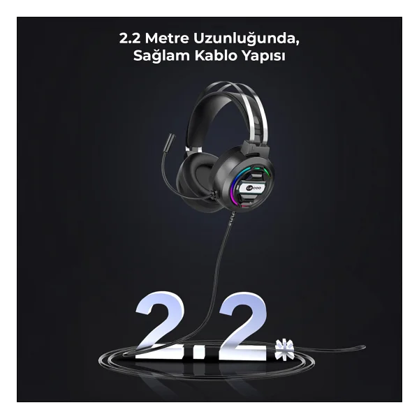 Lenovo Lecoo Ht401 RGB 3.5mm/USB Kablolu Kulak Üstü Oyuncu Kulaklığı - Görsel 3
