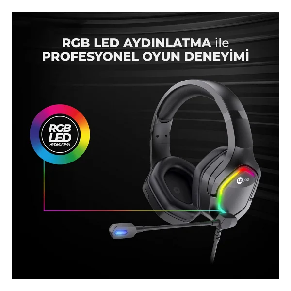 Lenovo Lecoo Ht403 RGB USB Kablolu Kulak Üstü Oyuncu Kulaklığı - Görsel 3