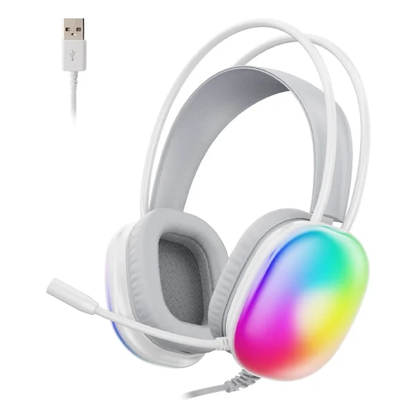 Lenovo Lecoo HT409 Beyaz RGB USB Kablolu Kulak Üstü Oyuncu Kulaklığı