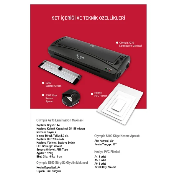 Olympia A230s A4 4 İn 1 Set Pvc Laminasyon Makinesi - Görsel 2