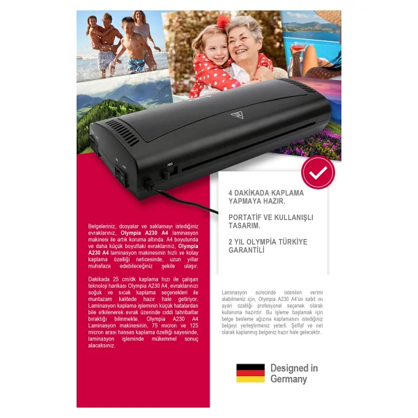 Olympia A230s A4 4 İn 1 Set Pvc Laminasyon Makinesi - Görsel 4