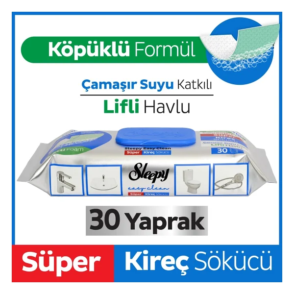 Sleepy Easy Clean Süper Kireç Sökücü Temizlik Havlusu 30 Yaprak - Görsel 9