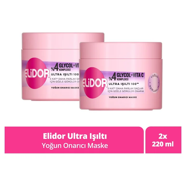 Elidor Glycol + Vita C Ultra Işıltı 100 Yoğun Onarıcı 220 Ml 2 Adet Saç Maskesi - Görsel 9
