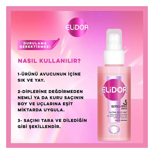 Elidor Ultra Işıltı Yoğun Parlaklık Duş Sonrası Saç Bakım Seti 2'li - Görsel 4