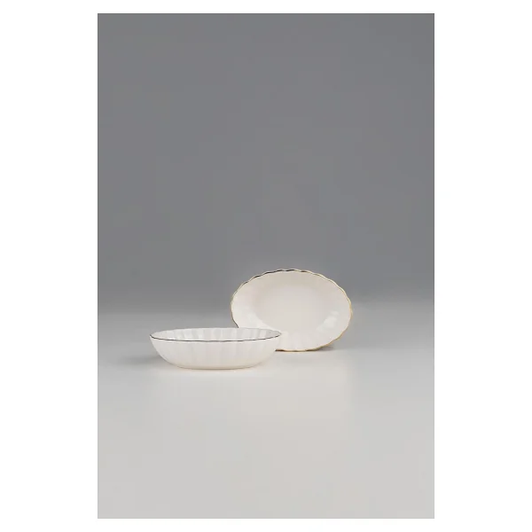Kütahya Porselen Bone Luz Form Fileli 15 Cm 2'li Oval Kase - Görsel 2