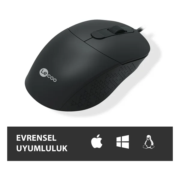 Lenovo Lecoo Ms102 Ergonomik Optik Kablolu Mouse - Görsel 7