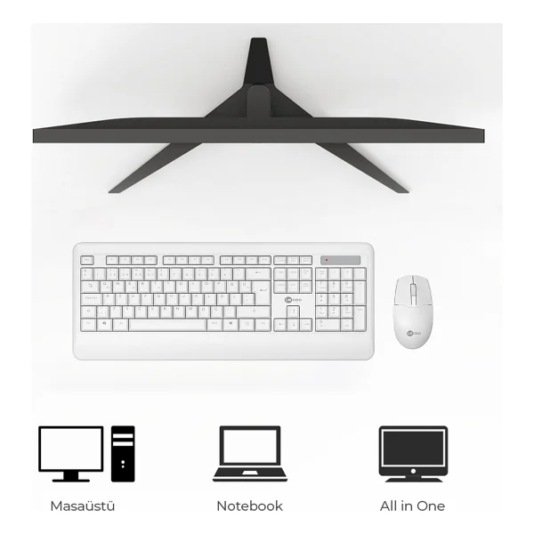 Lenovo Lecoo Kw202 Beyaz Kablosuz Klavye Mouse Seti - Görsel 2