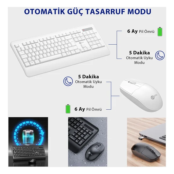 Lenovo Lecoo Kw202 Beyaz Kablosuz Klavye Mouse Seti - Görsel 6