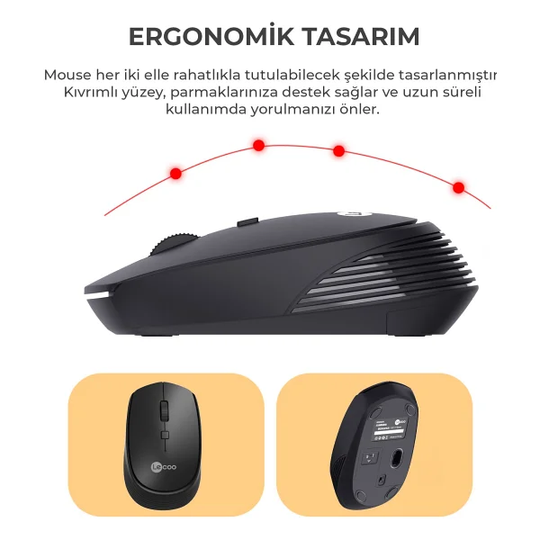 Lenovo Lecoo Km2001 Siyah Kablosuz Klavye Mouse Seti - Görsel 3