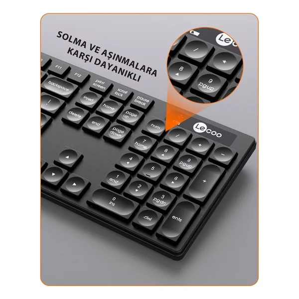 Lenovo Lecoo Km2001 Siyah Kablosuz Klavye Mouse Seti - Görsel 4