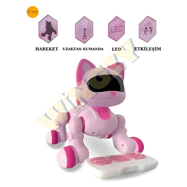 Wingzy Uzaktan Kumandalı Şarjlı Akıllı Kedi - Interaktif, Eğitici Ve Eğlendirici Robot Oyuncak - Pembe - Görsel 2