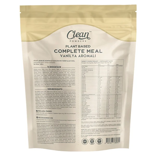 Clean Powders Plant Based Complete Meal Bitkisel Öğün Tozu - Görsel 3