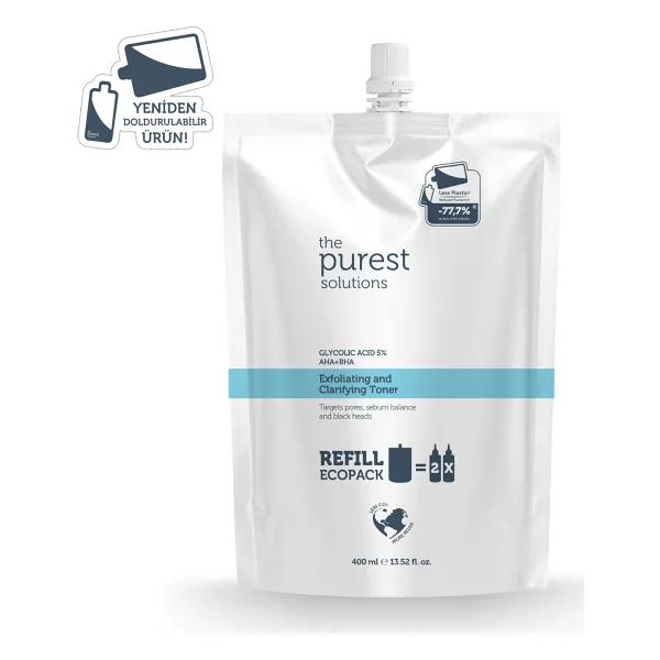 The Purest Solutions Exfoliating Clarifying Glycolic Acid 5% Aha + Bha Refill 400 Ml Tonik - Görsel 2