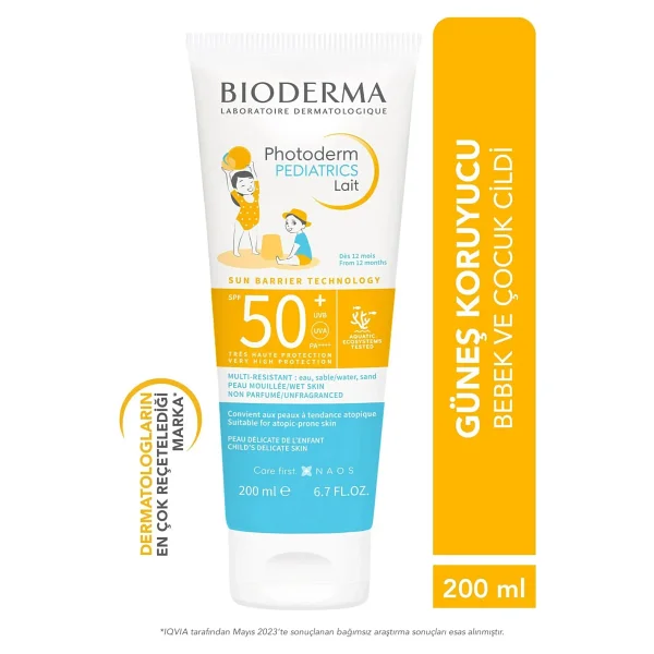 Bioderma Photoderm Pediatrics Lait 200 Ml 50 Faktör Bebek Ve Çocuk Güneş Kremi - Görsel 2