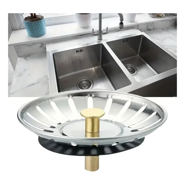 Buffer Paslanmaz Çelik Mutfak Evye Lavabo Süzgeci Lavabo Gideri Atık Gıda Tıpası - Görsel 6