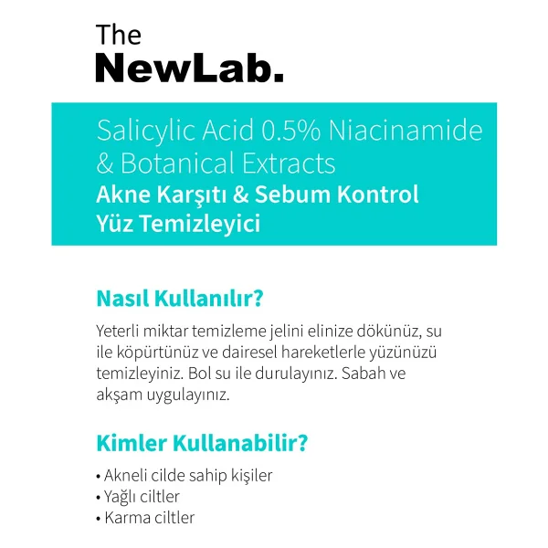 The Newlab Akne Karşıtı & Sebum Kontrol Yüz Temizleyici 200 Ml - Görsel 5