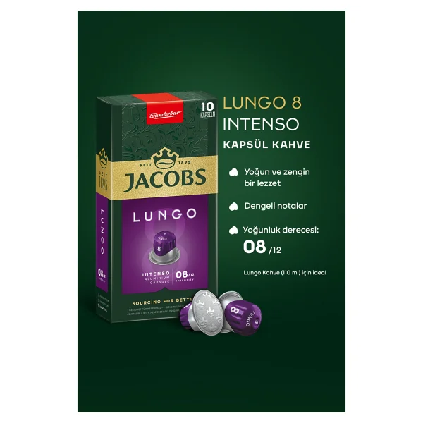 Jacobs Lungo 8 Intense Kapsül Kahve 10'lu 10 Adet - Görsel 2