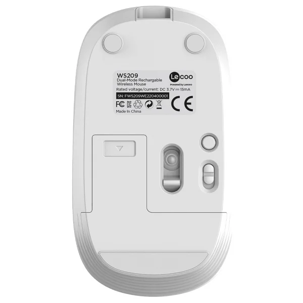 Lenovo Lecoo Ws209 Beyaz Şarjlı Sessiz Ergonomik Optik Kablosuz Mouse - Görsel 8